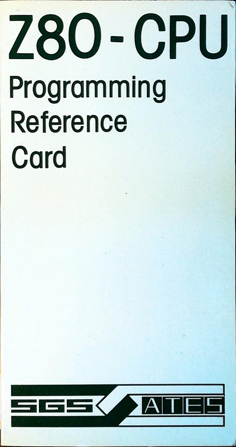 z80 cpu programming reference card
