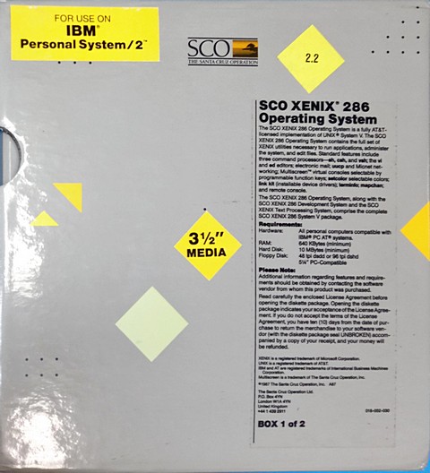 SCO XENIX 286 system V versione 2.2 per IBM PS/2