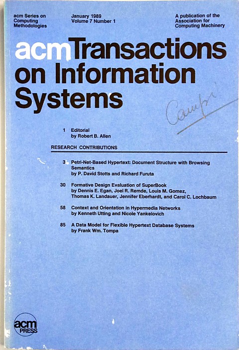 acm Transactions on Information Systems 01.1989