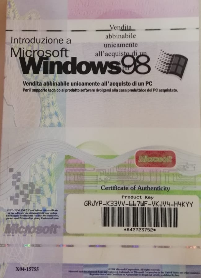 Software di 90 pagine Microsoft Windows 98