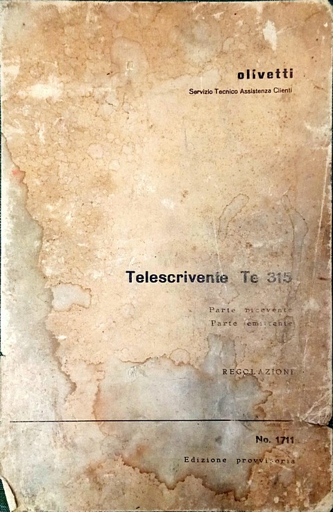 Manuale di 500 pagine Telescrivente Te315 Regolazioni 1711