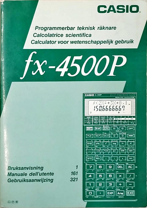 Manuale di 479 pagine Casio fx-4500P manuale dell'utente