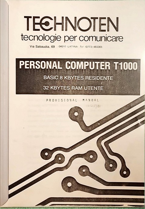 Manuale di 100 pagine Technoten personal computer T1000 manual