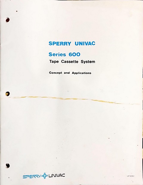 Manuale di 30 pagine Sperry Univac 600 Tape cassette system