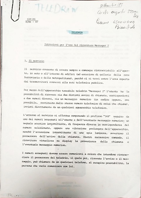 Manuale di 12 pagine SIP teledrin messager 2 istruzioni