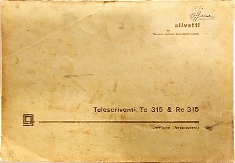Manuale di 350 pagine Telescriventi Te 315 e Re 315 verifiche (regolazioni)