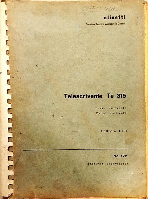 Manuale di 360 pagine Telescrivente Te 315 regolazioni n.1711